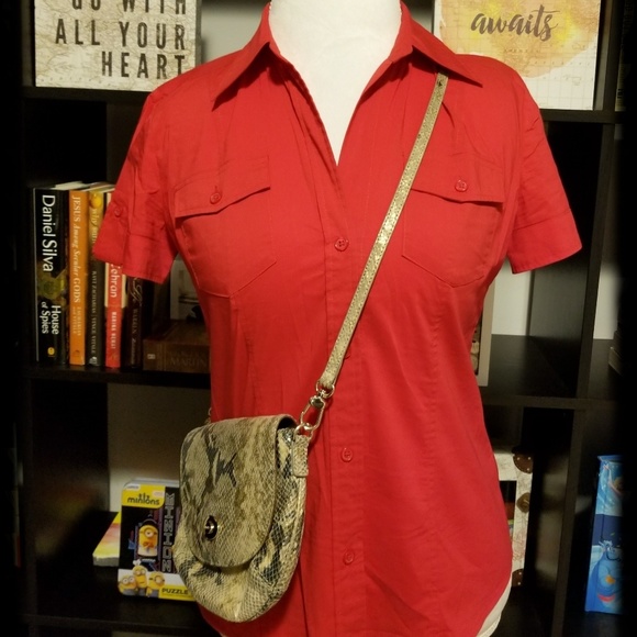 New York & Company Tops - Fiery Red NY&Co Button Down Shirt